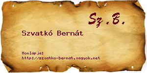 Szvatkó Bernát névjegykártya